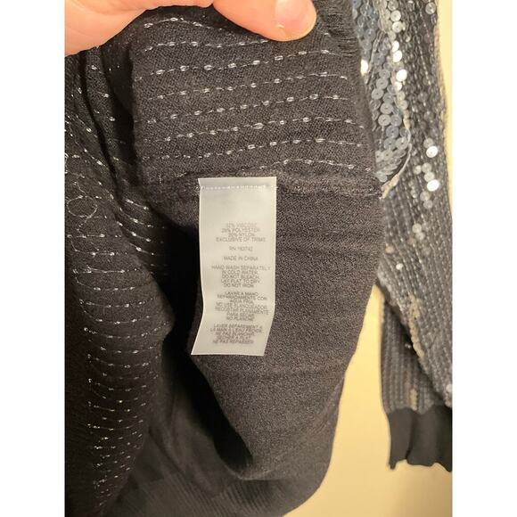 Sioni Milano Sequin Sweater Pullover Crew Neck Black Womens Size XL NEW - Picture 3 of 4